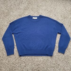 Madewell 100% Cashmere Relaxed Sweater Royal Blue Crew Neck Size Small